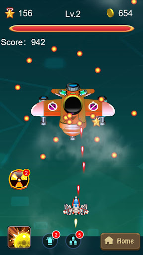Aircraft Fight gameplay with a boss aircraft and incoming fire